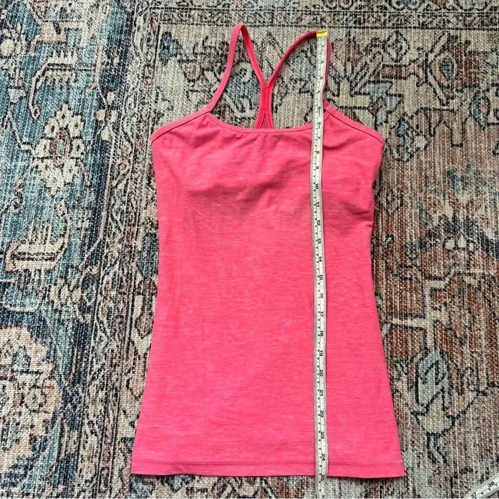 Lululemon Power Y Luon Heathered Neon Pink Tank Size 6